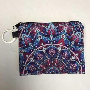 Colorful Mandala Zippered Mini Clutch with Ring